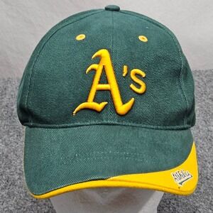 Vintage Oakland Athletics Baseball Cap Green Yellow MLB Twins Enterprise Hat 90s